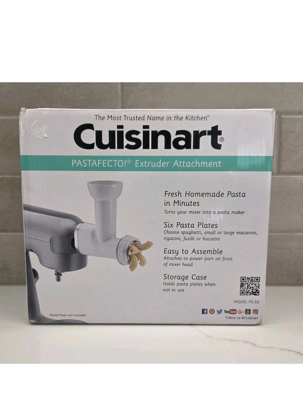 Pasta Extruder Attachment Cuisinart PE-50 with 6 pasta plates White Color